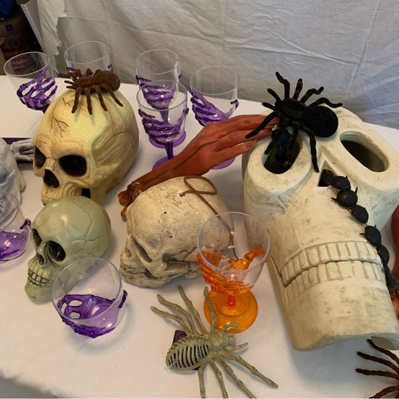 4 Skulls, 2 Bloody Cut off Arms & Furry Spiders - Picture 11 of 12